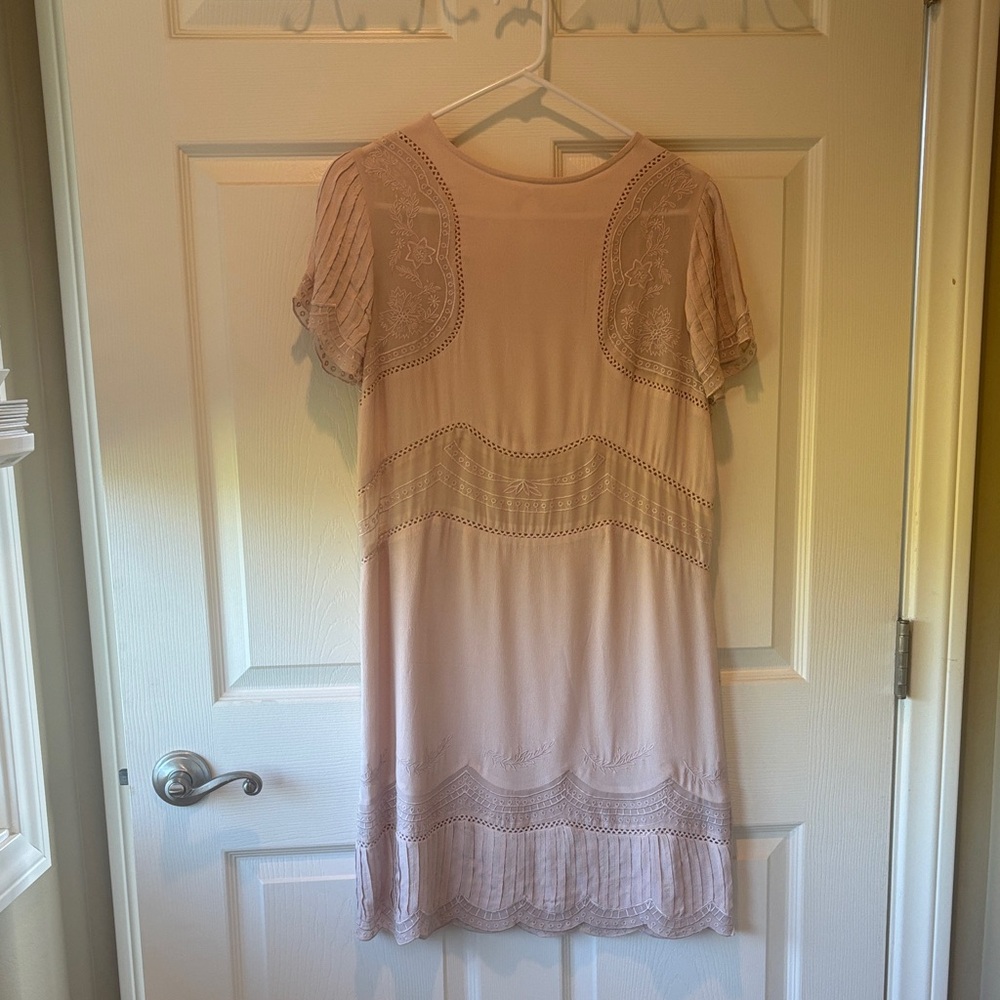 Elegant Blush Lace Midi Dress